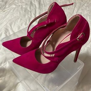 Hot pink pointy heel stilettos